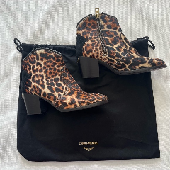 Zadig&Voltaire Molly leopard-print ankle boots Size 37 - Picture 6 of 14